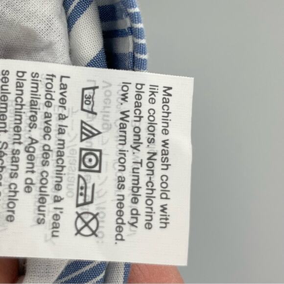 J By J Crew Blue & White Stripe Cotton Big Bow Midi Skirt Ruffle Hem Size 2 - Picture 11 of 11